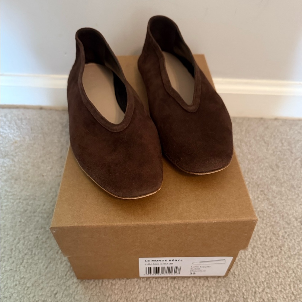 Le Monde Beryl Luna Slipper in Chocolate Brown Suede Size 39